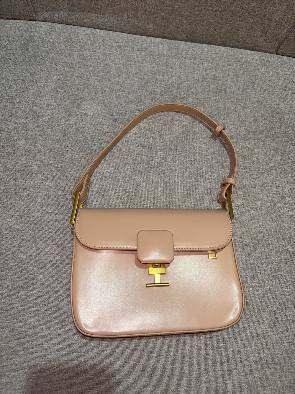 Madison West Blush Pink Shoulder Bag with Gold Hardware